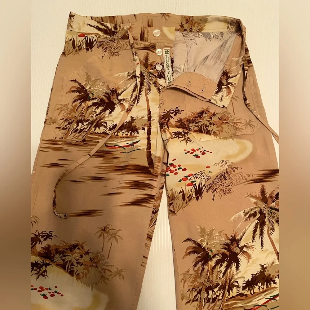 Lucky brand drawstring pants in vintage inspired island print - Picture 4 of 11